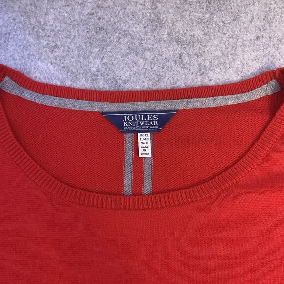 Joules Knitwear Poppy Tunic Sweater, Red With Gray Stripe Up Back, Womens Size 8 - Picture 8 of 10